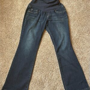 Indigo Blue Maternity Flare Jeans in Classic Blue